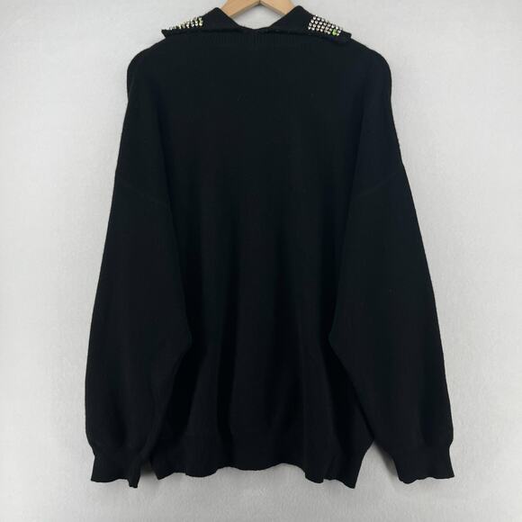 ALEXANDER WANG Sweater Womens M Wool Blend Rhinestone Jewelry Turtleneck Black - Picture 4 of 16
